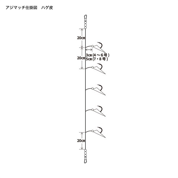 アジマッチシリーズ【全長120cmの堤防・波止・防波堤サビキ仕掛け/5本針仕掛け】